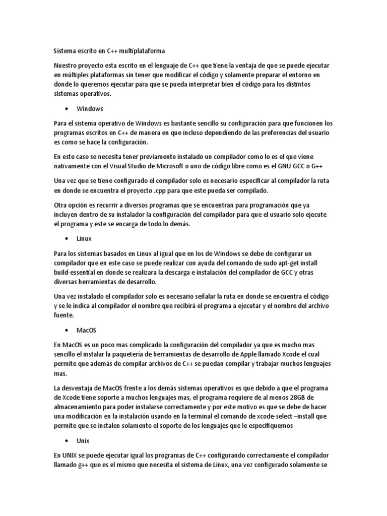 Compilación de C++ en Múltiples Plataformas | PDF | Software ...