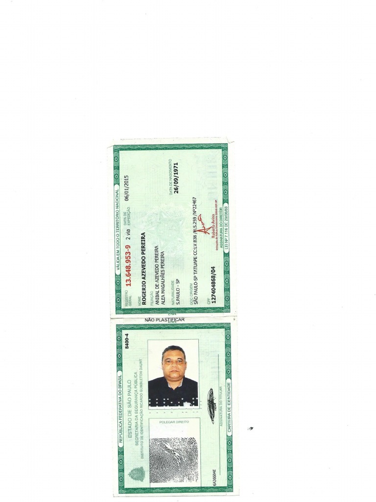 RG e CPF - Rogério A.pereira | PDF