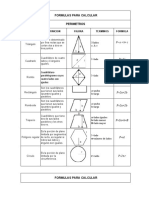 Fórmulas geométricas para calcular perímetros, áreas y volúmenes