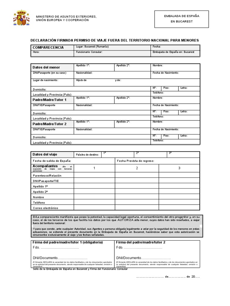 Permiso de Viaje para Menores en España | PDF | Privacidad de la ...