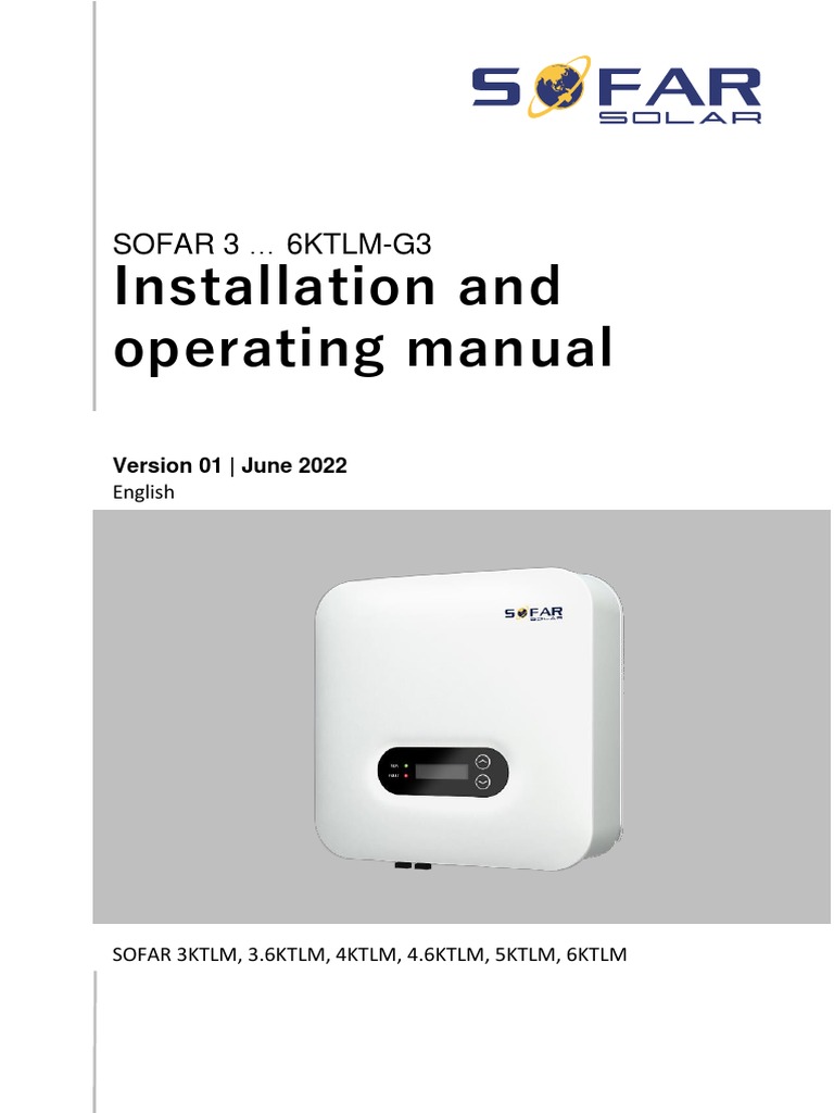 User Manual SOFAR 3-6KTLM-G3 V1 EN | PDF | Electrical Connector ...