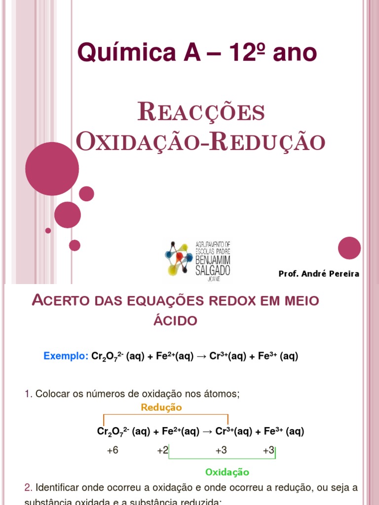 Reações redox em meio ácido e básico | PDF | Reações químicas | Equações