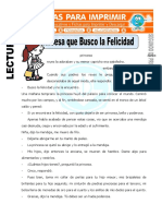 Ficha de La Princesa Que Busco La Felicidad Para Segundo de Primaria