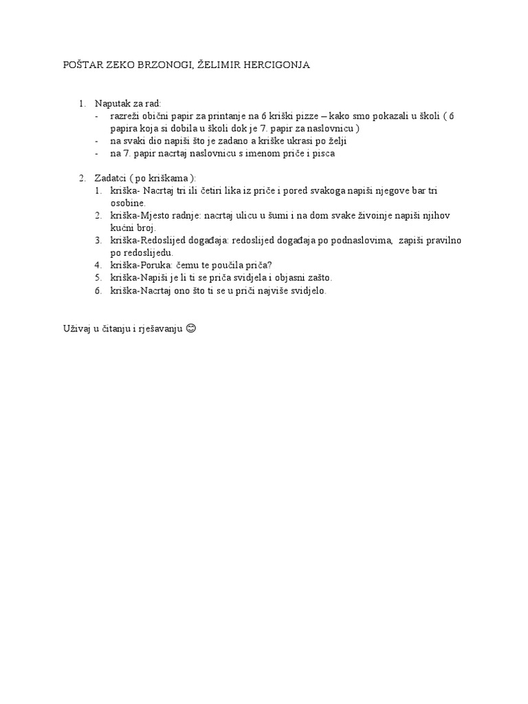 Poštar Zeko Brzonogi | PDF