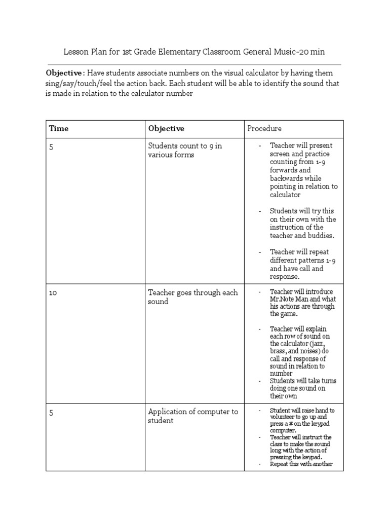 Lesson plan for calculator cadence 1 pdf teachers lesson plan