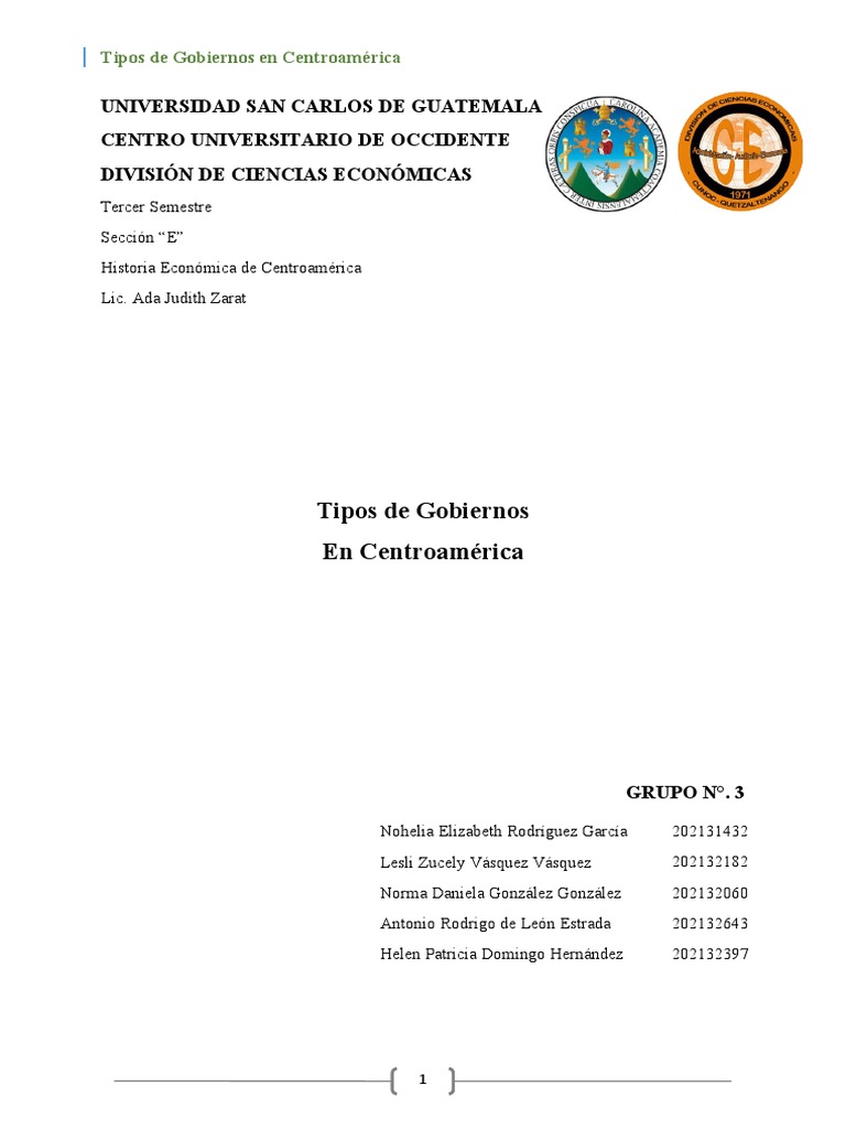 Tipos de Gobiernos en Centroamerica Grupo No.3 | PDF | Ciencias ...
