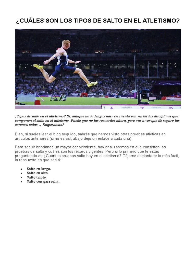 Cuáles Son Los Tipos de Salto en El Atletismo | PDF | Deporte del atletismo