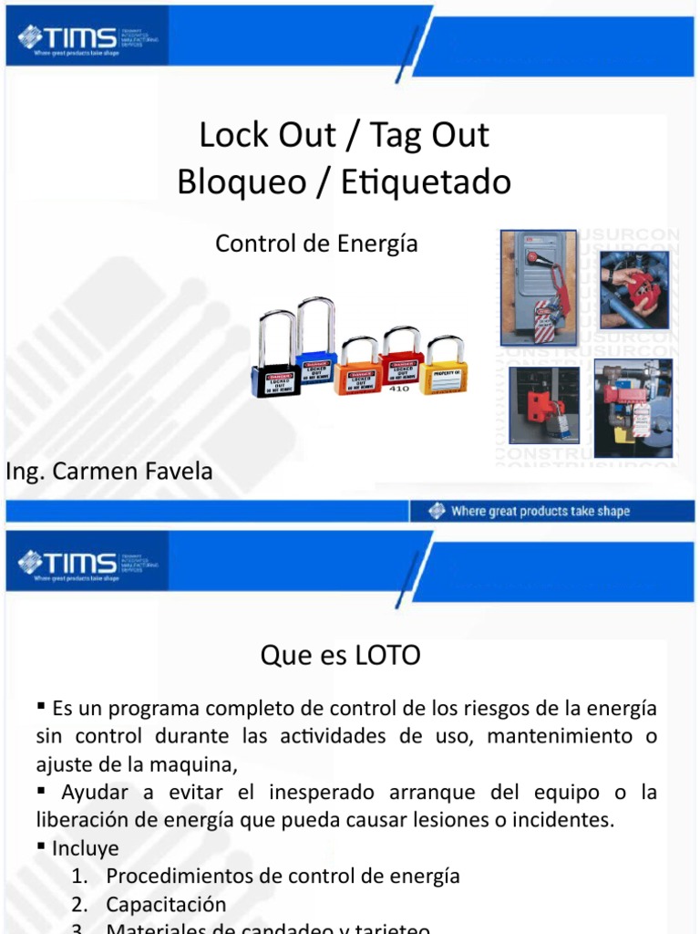 Lock Out / Tag Out Bloqueo / Etiquetado: Control de Energía | PDF ...