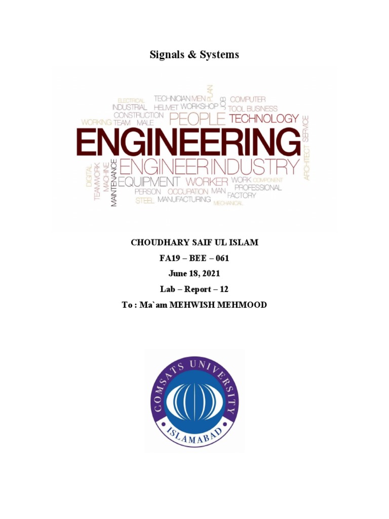 Signals LAB Report 01 PDF Laplace Transform Mathematical Analysis