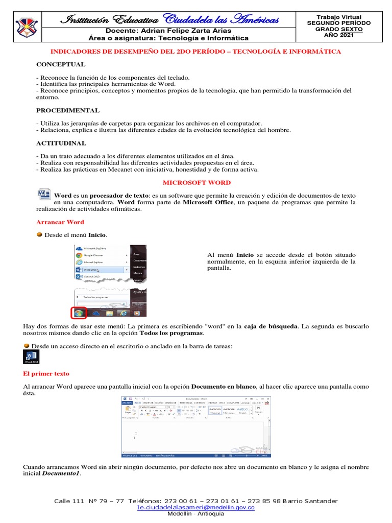 Guía Tecnología e Informática 6° P2 | PDF | Ventana (informática ...