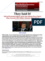 They Said It! Liberal Economist Jeffrey Sachs Says Obama Never Had A Plan, Concedes $831 Billion Stimulus Didn't Work