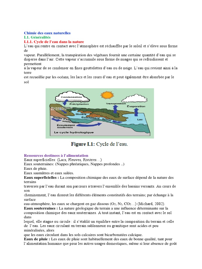 Chimie des Eaux Naturelles et Colloïdes | PDF | Molécule d'eau | Colloïde