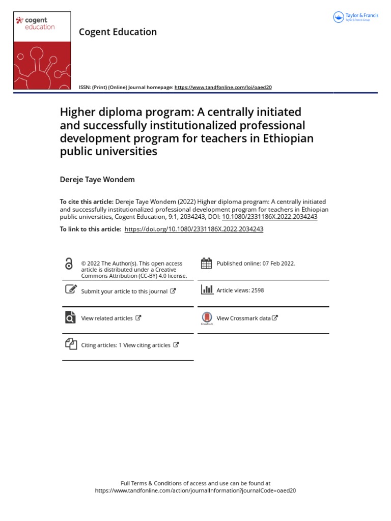 Higher Diploma Program A Centrally Initiated and Successfully ...