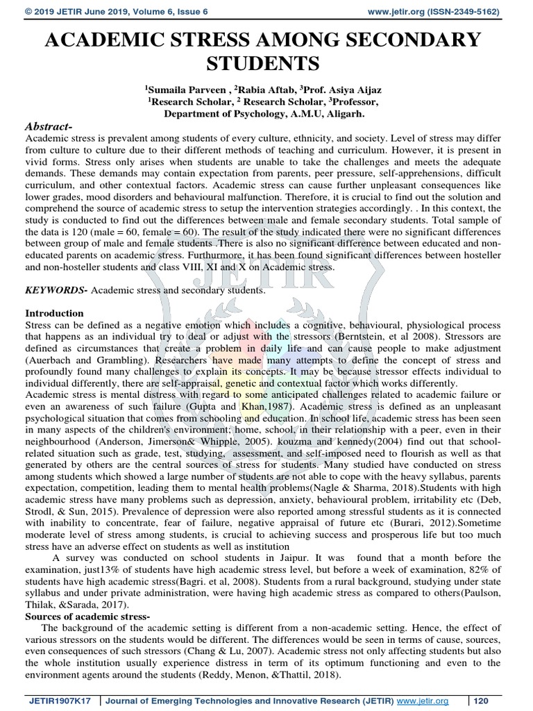 Academic Stress | Download Free PDF | Stress (Biology) | Mental Disorder