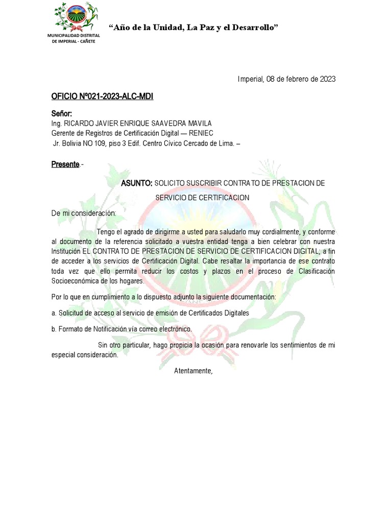 Solicitud de Certificación Digital RENIEC | PDF | Derecho