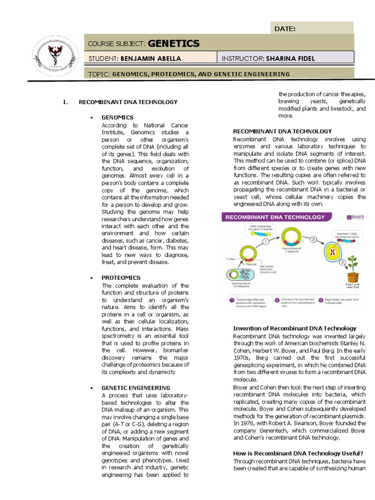 Recombinant DNA Technology Overview | PDF | Genetic Engineering ...