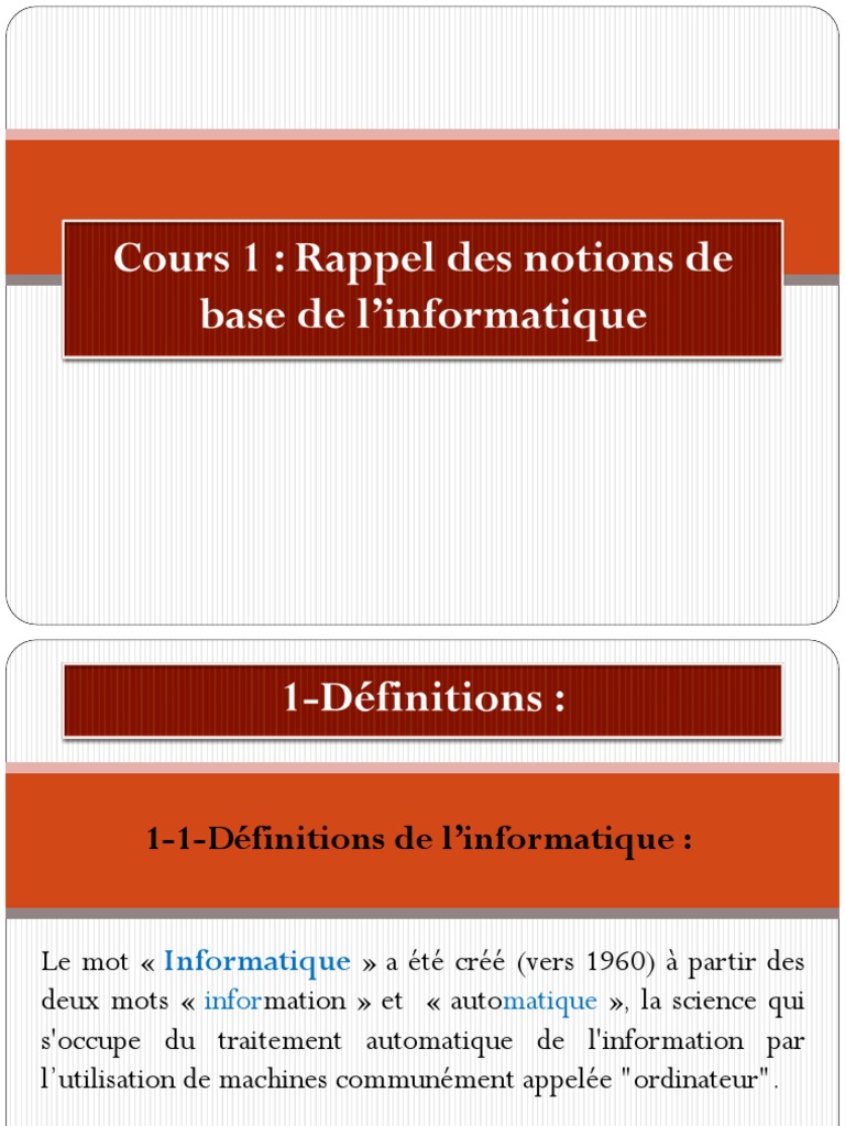 Notions de base en informatique et matériel | PDF | Informatique ...