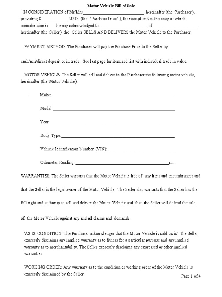 Bill of Sale Revised and Notarizable PDF Sales Implied Warranty