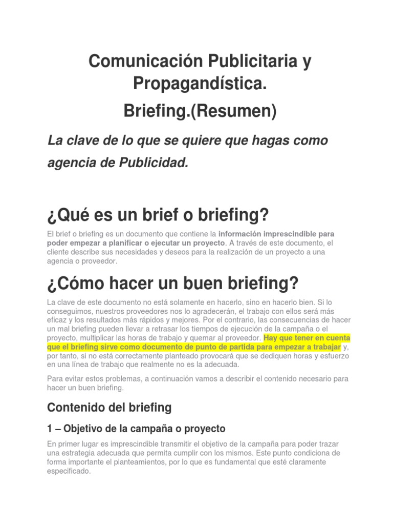 Cómo Hacer Un Briefing de Tu Campaña | PDF | Publicidad