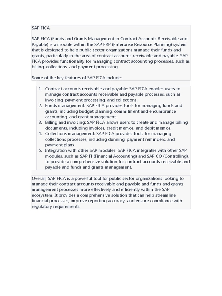 Sap Fica | PDF