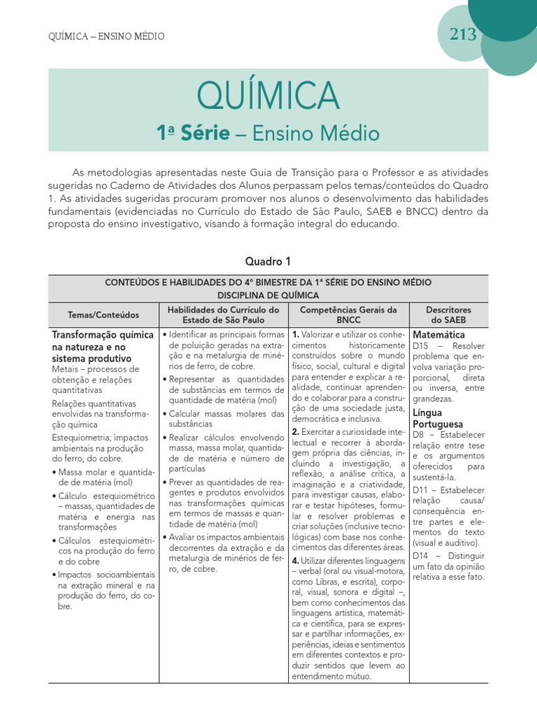 3 - QUIMICA - 1a - 2a e 3a Serie-Diagramado | PDF | Mol (unidade) | Química