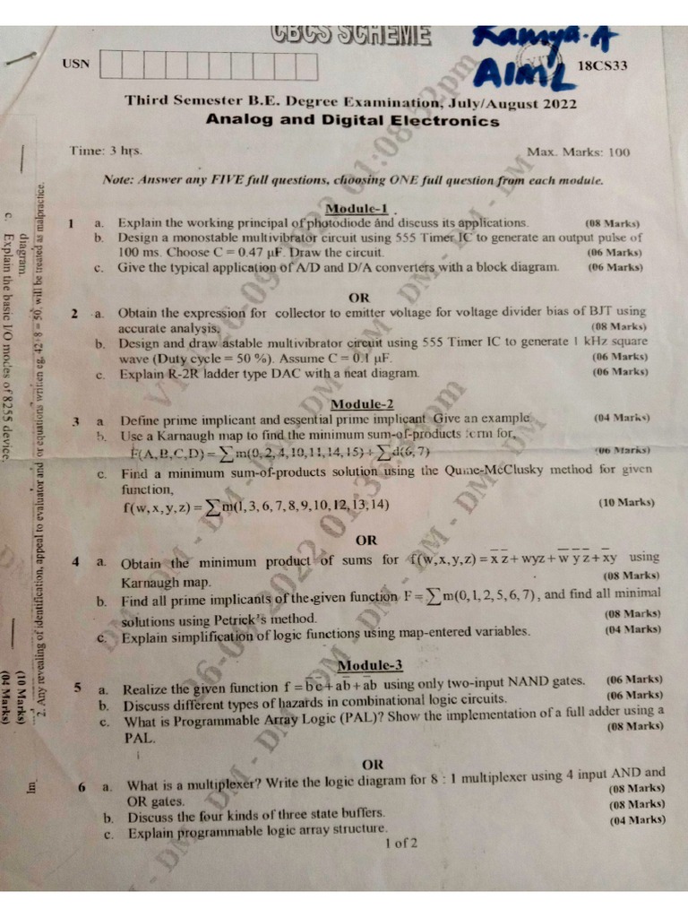 ADE Model Question Papers | PDF