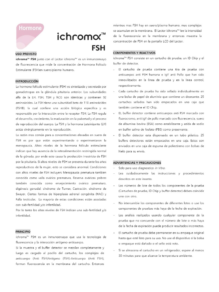 Componentes y Reactivos Ichroma FSH | PDF