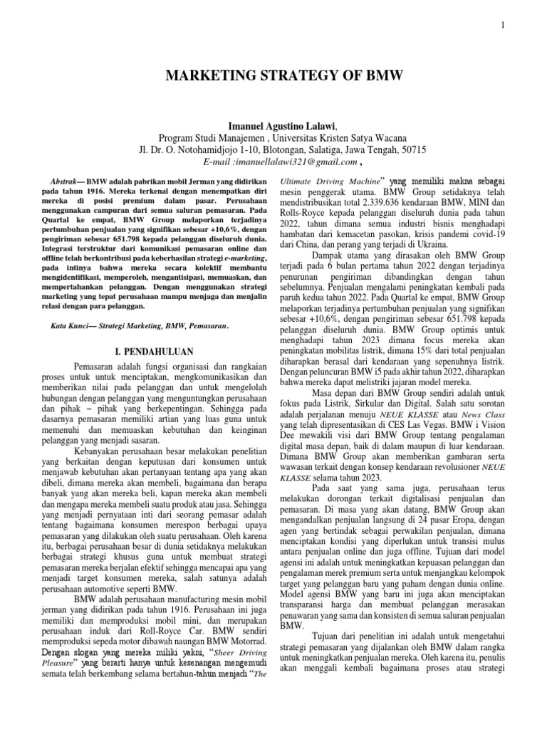 Marketing Strategy Of Bmw Pdf