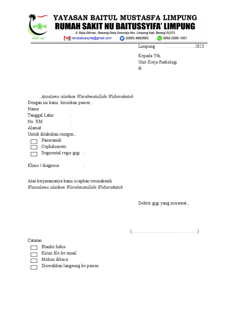 Rujukan Rontgen Gigi dan Panoramik | PDF