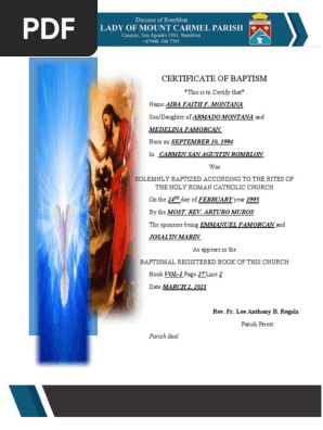 Certificate of Baptism