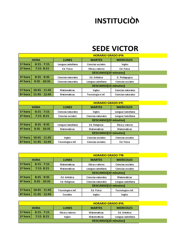 Horario Secundaria, Media y PFC 2023 - Version 1.0 | PDF | Science ...