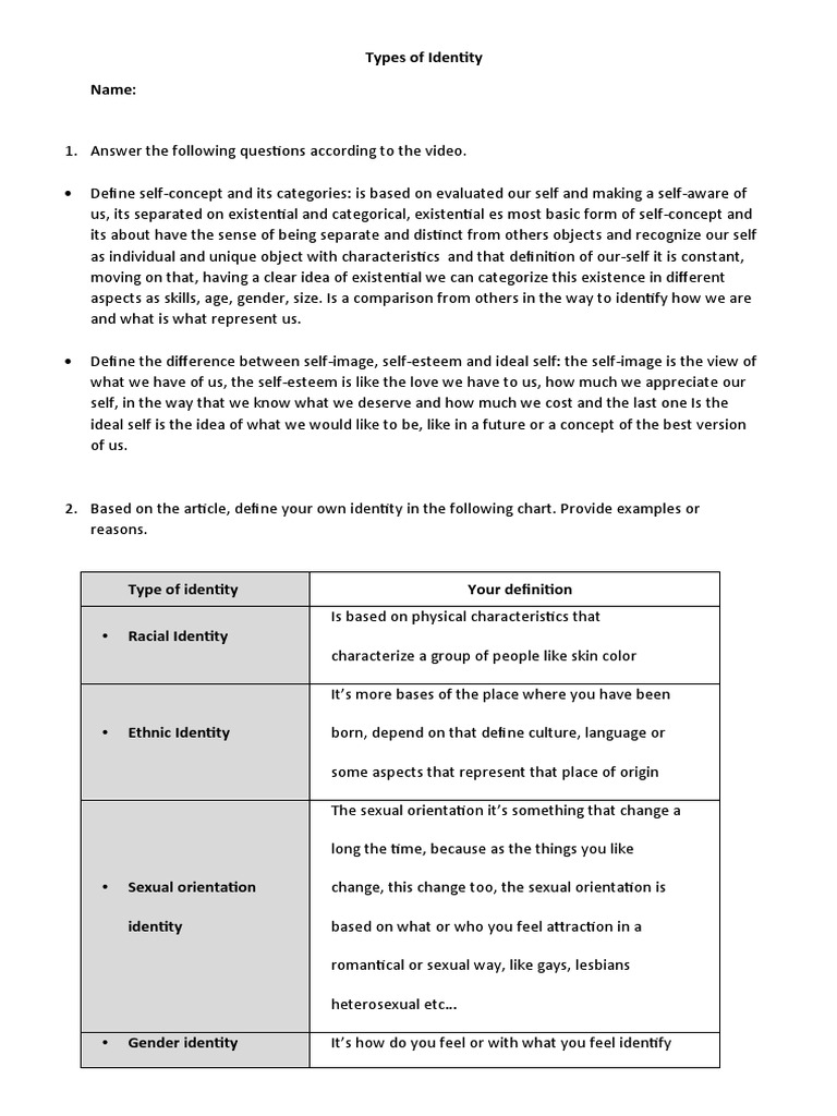 Handout Session 1 - Types of Identity JUAN CASTELBLANCO | Download Free ...