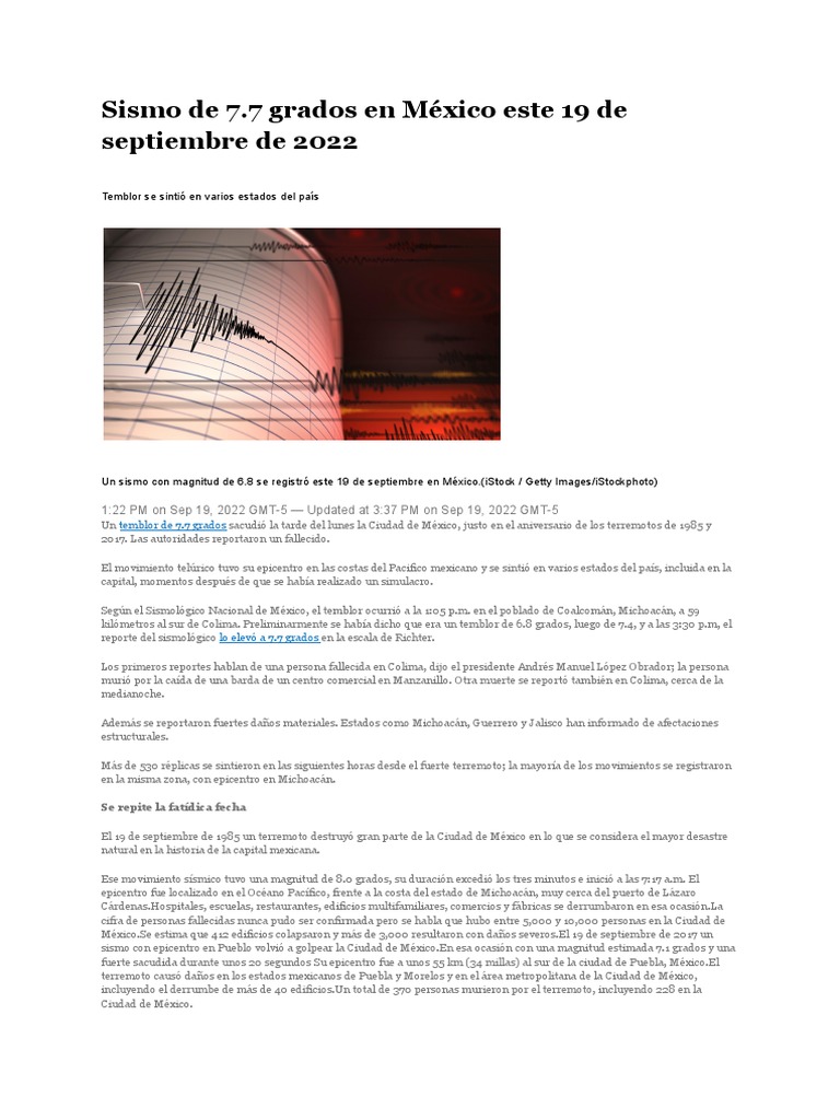 Sismo en Mexico | PDF | Temblores | México