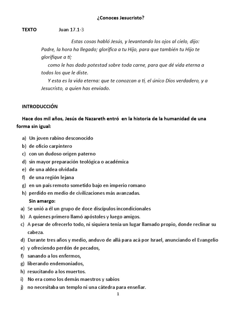 Conociendo a Jesucristo y la Salvación | PDF | Jesús | Cristo (título)