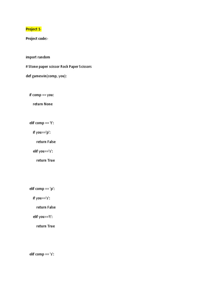 Stone Paper Scissors Game in Python | PDF
