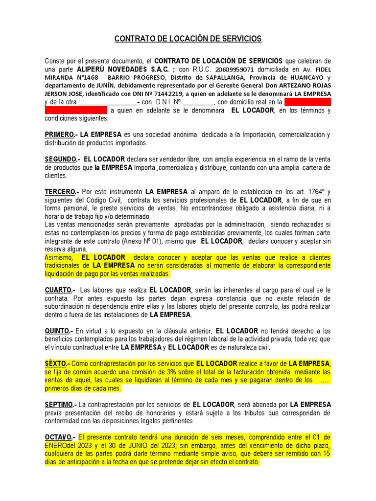 Contrato de Locación de Servicios | PDF | Derecho