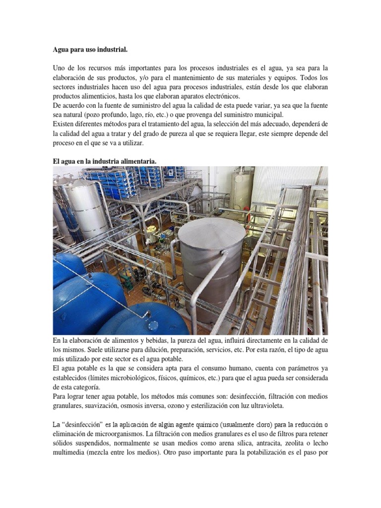 Importancia del Agua en la Industria | PDF | Agua | Agua potable