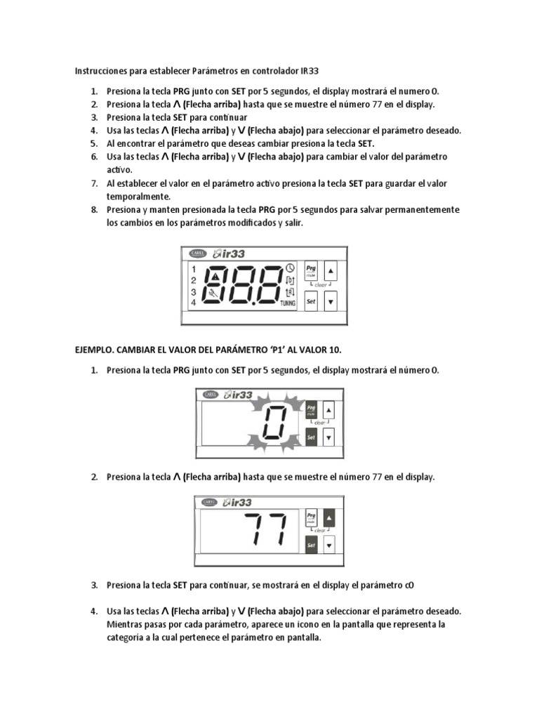 Instrucciones para Establecer Parámetros en Controlador IR33 | PDF ...