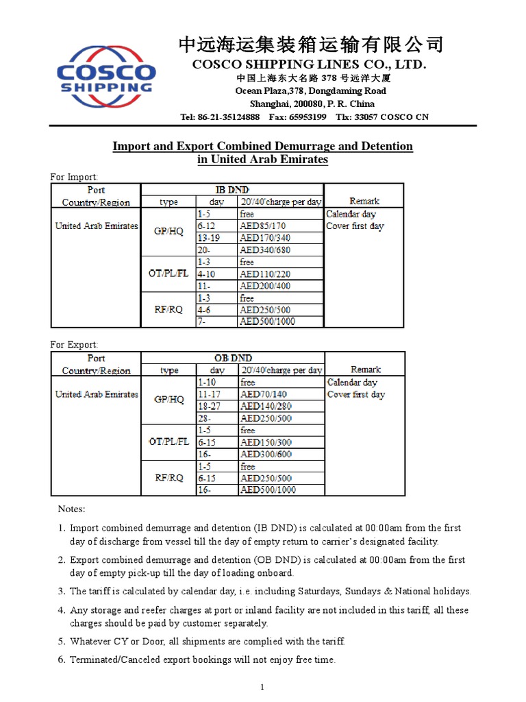 Dd tariff in united arab emirates 202106 pdf