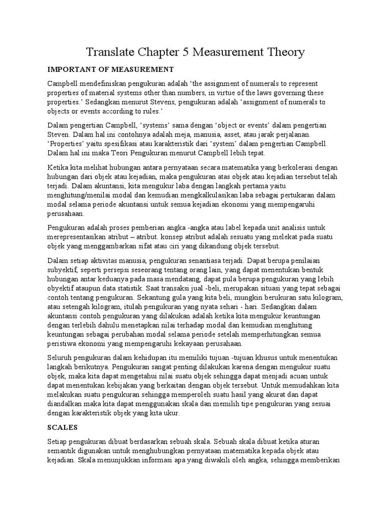 Translate Chapter 5 Measurement Theory | PDF