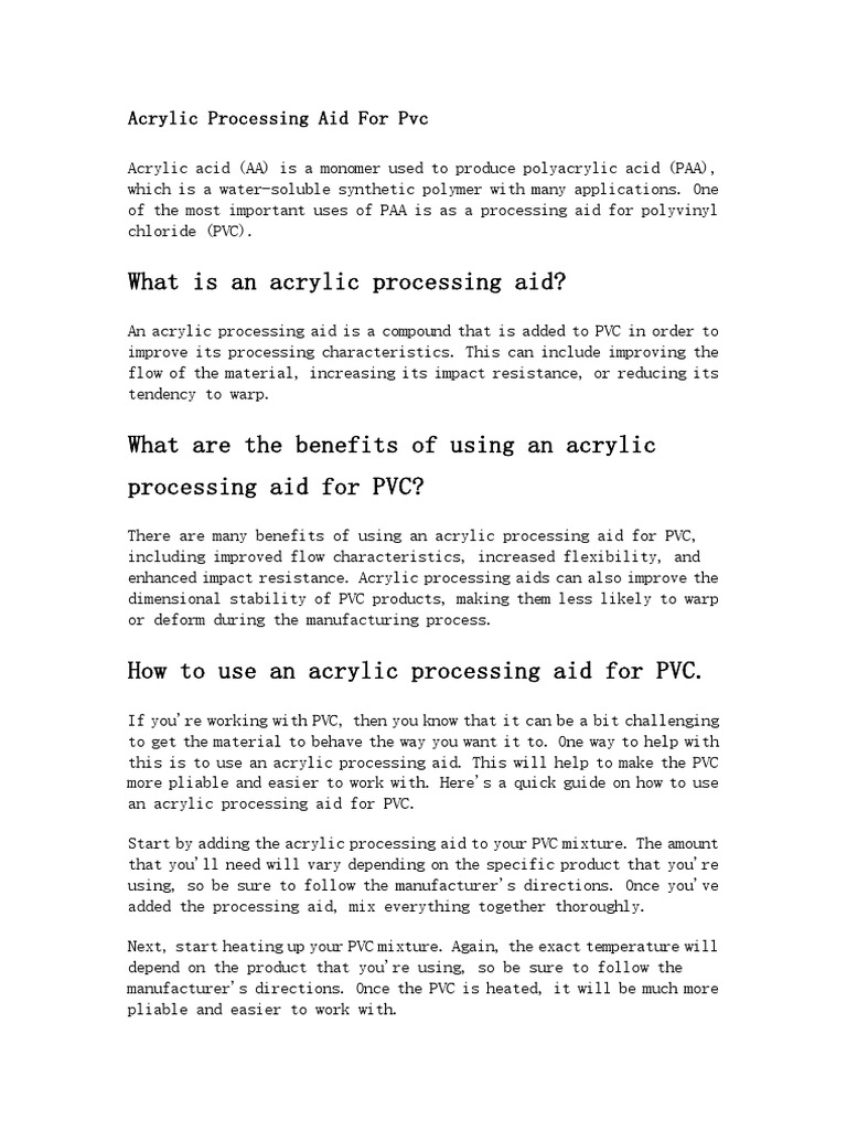 Acrylic Processing Aid PDF Polyvinyl Chloride Plastic