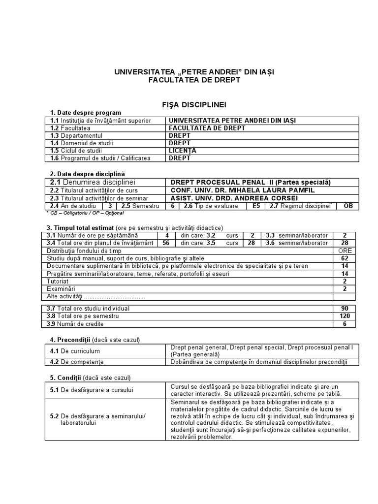 Fisa - Disciplina DPP PS 2022 | PDF