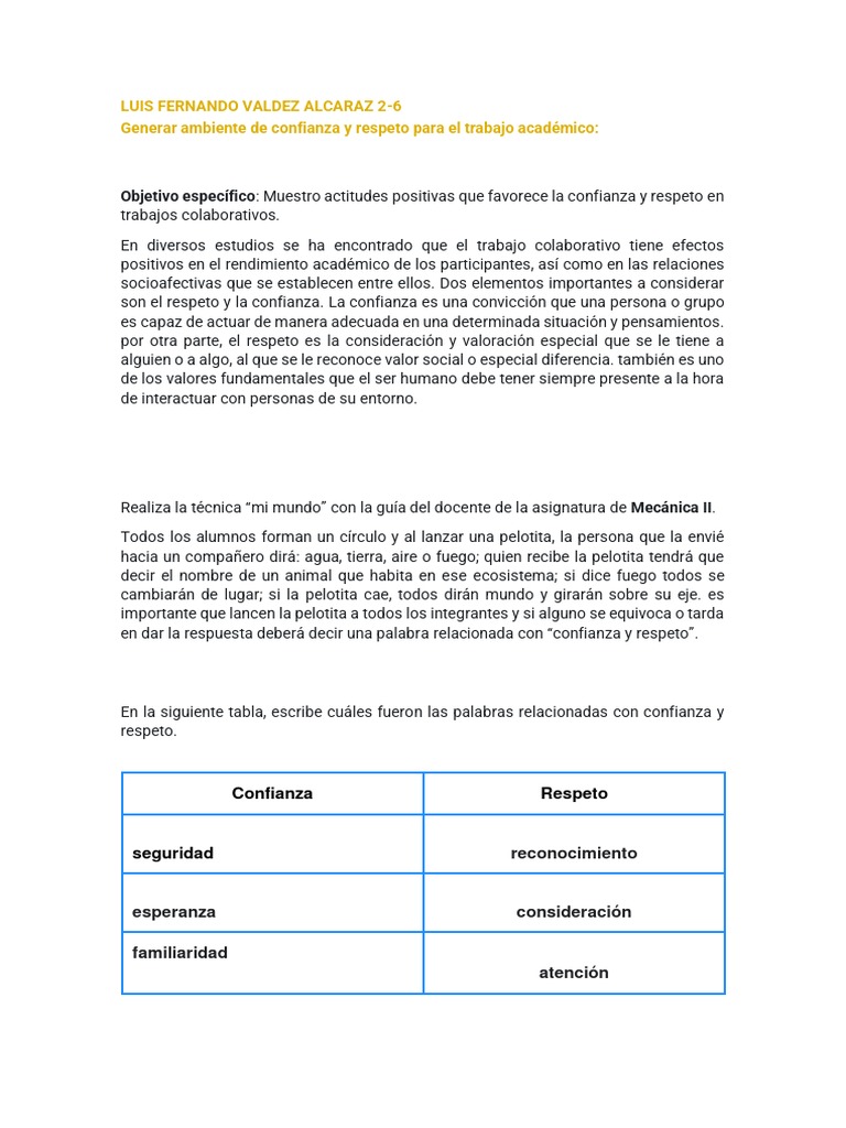 Fomentar Confianza y Respeto Académico | PDF