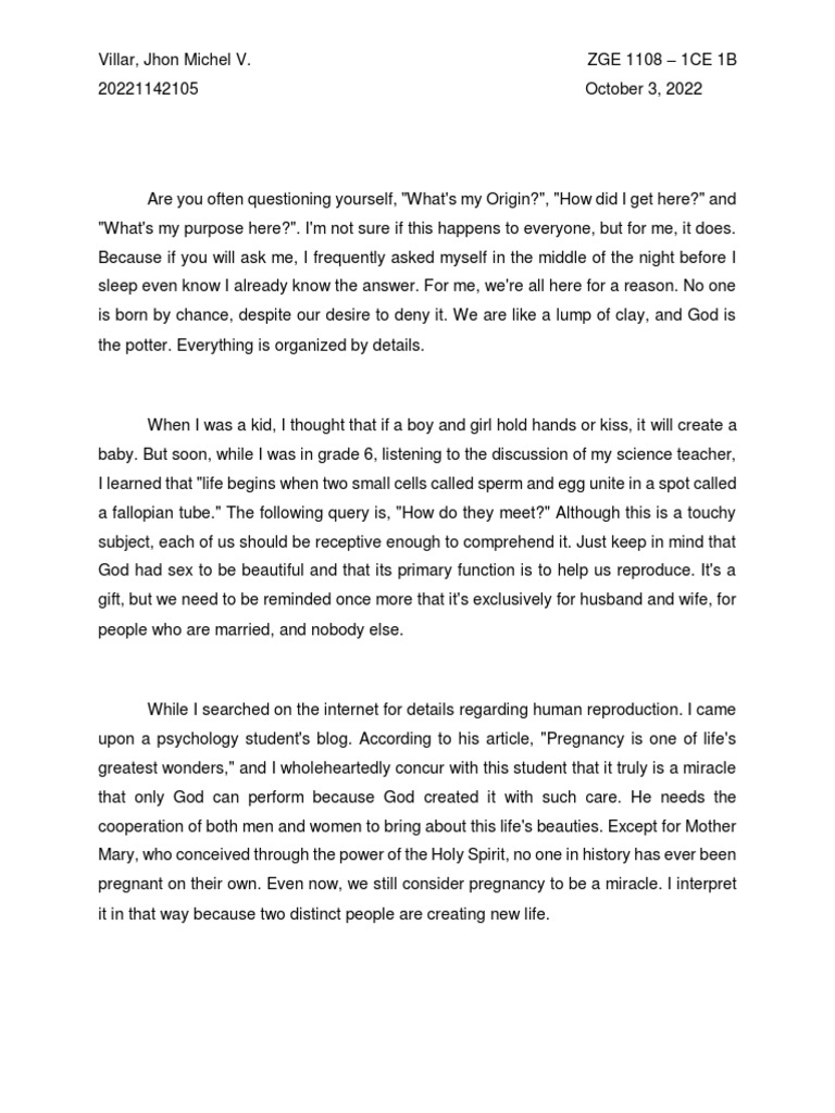 Reflection paper on life inside the womb pdf