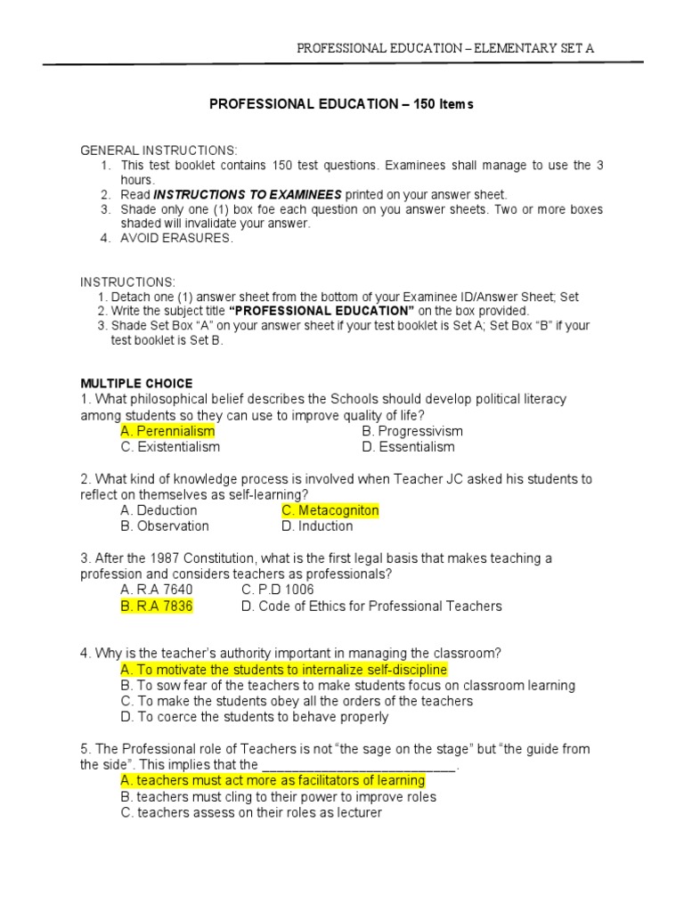 LET Exam: Professional Education Review | PDF | Curriculum | Teachers