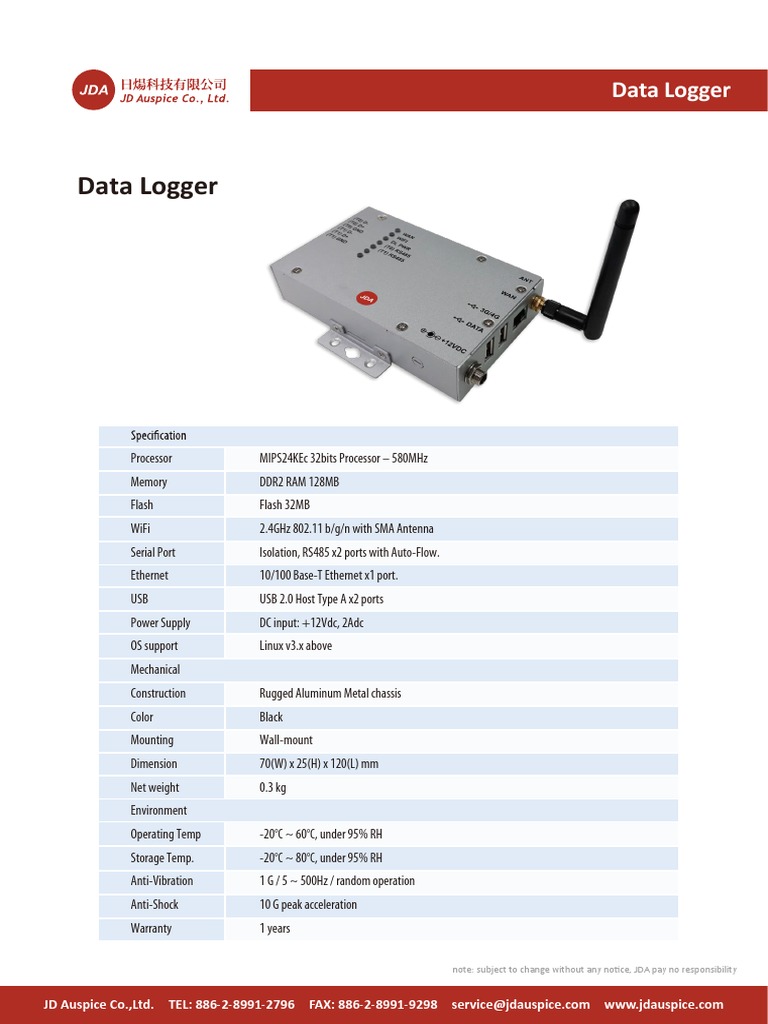 Data Logger Specification | PDF