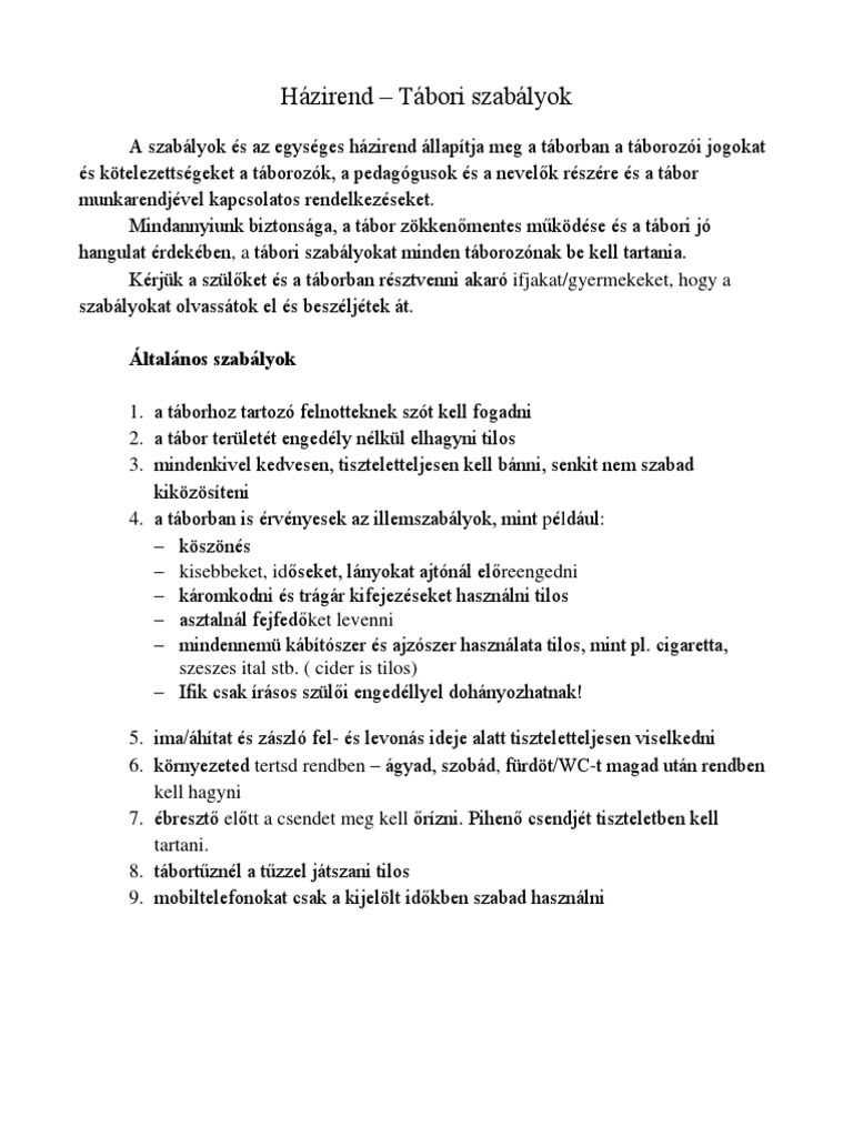 Házirend | PDF