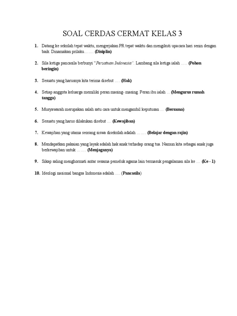 Mengasah Kecerdasan Anak Bangsa: Panduan Lengkap Soal Cerdas Cermat untuk SD Kelas 3, 4, dan 5
