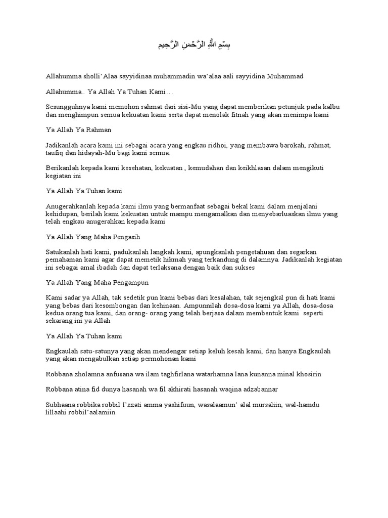 Doa Pembukaan Kegiatan Pdf