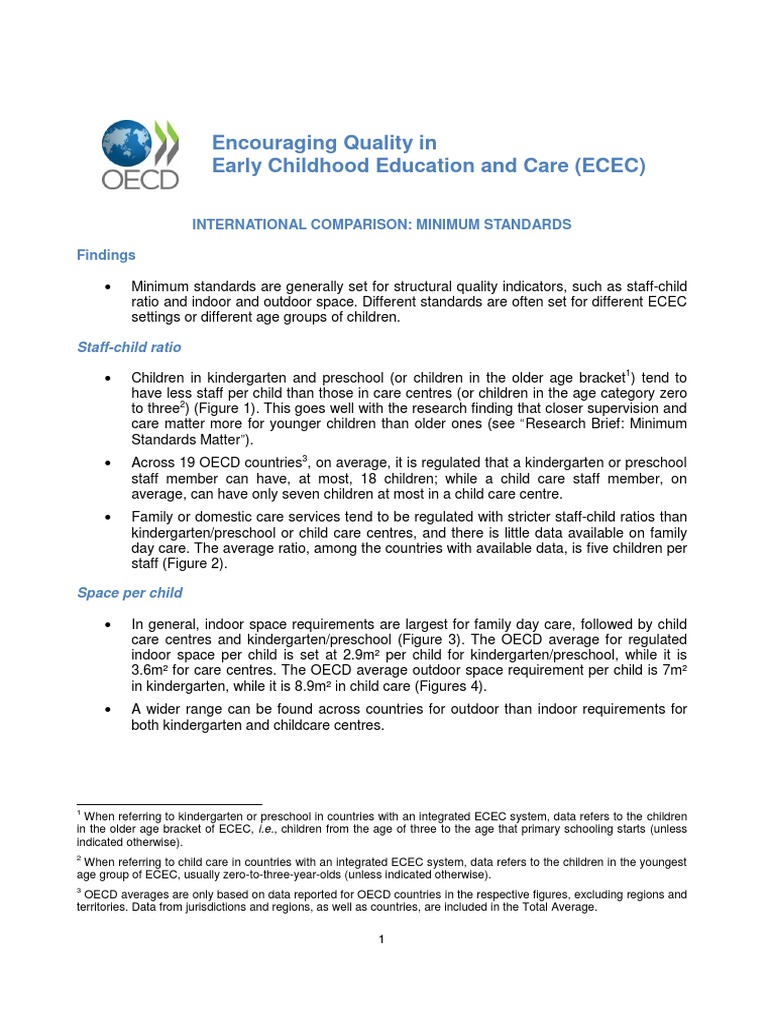 INTERNATIONAL COMPARISON MINIMUM STANDARDS Child Care | PDF | Child ...